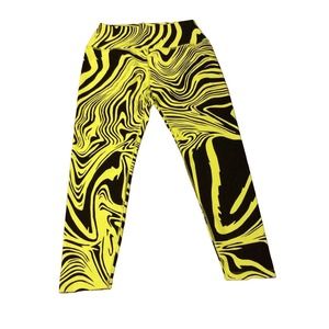 Beyond Yoga high‎ waisted midi matcha swirl yellow black leggings XL